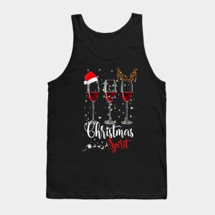 Funny Christmas Spirits Glasses Of Wine Xmas Holidays Party Tank Top
